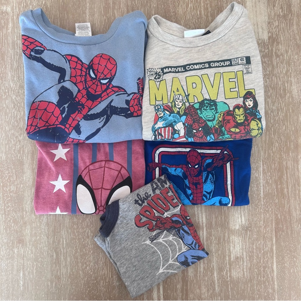 4t Spider-Man clothing bundle - 2 sweatshirts, 1 L/S, 1 S/S, 1 Tank